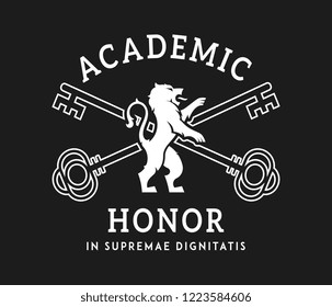 Academic honor in supremae dignitatis white on black is a vector illustration about studying and learning