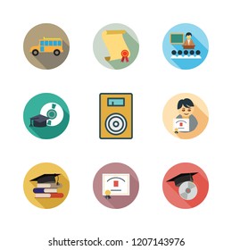 academic icon set. vector set about graduation, school bus, speaker and lecture icons set.