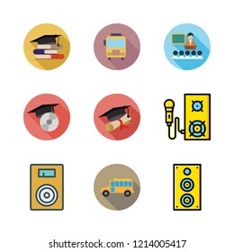 academic icon set. vector set about speaker, library, graduation and lecture icons set.