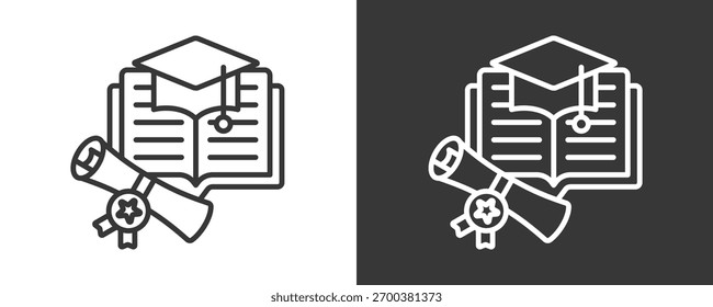 Conjunto De Iconos Académicos Colección De Vector Aislado En Blanco Y Negro
