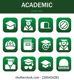 academic icon set. Vector  illustrations related with Graduation, Graduation and Cap