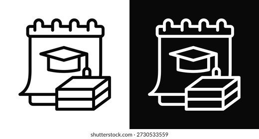 Icono académico estilo de fondo blanco y negro