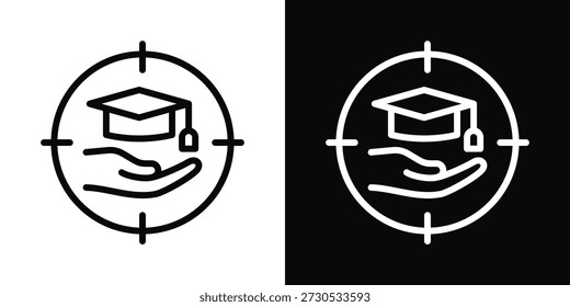 Icono académico estilo de fondo blanco y negro