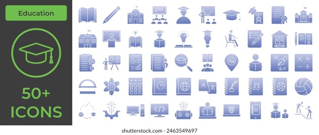 Academic Icons Collection: From Desks to Diplomas - Perfect for Educational Content