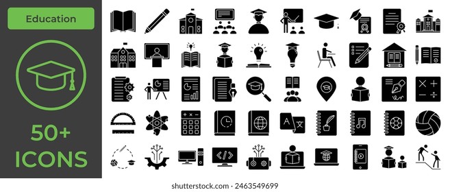 Academic Icons Collection: From Desks to Diplomas - Perfect for Educational Content