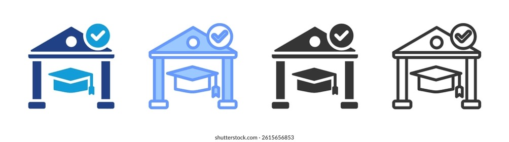 Academic Institution icon set multiple style collection