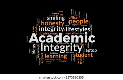 Academic Integrity word cloud template. Academic Integrity concept vector tagcloud background.