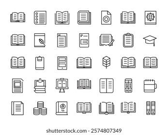 Academic Journals Line Art Icon Simple Style