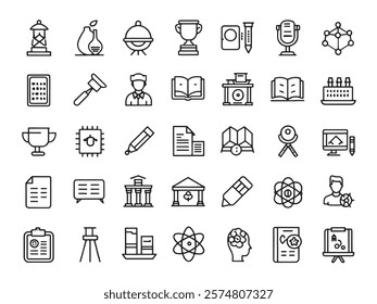 Academic knowledge line art icon learning journey