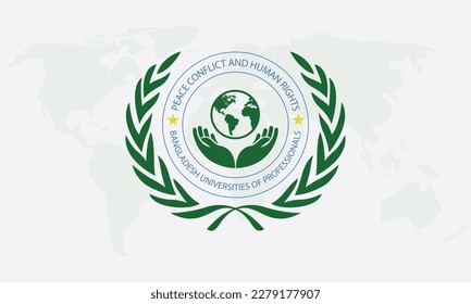 academic logo for peace conflict and human rights in BUP, green color, EPS file