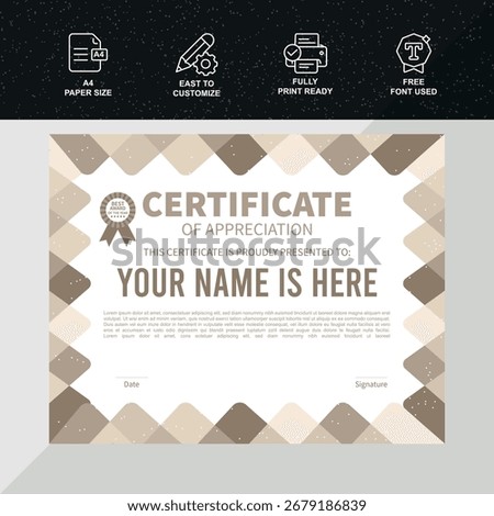 Academic Merit Certificate Editable Design