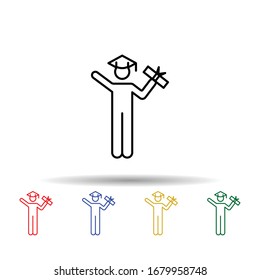 Academic multi color icon. Simple thin line, outline vector of conceptual figures icons for ui and ux, website or mobile application
