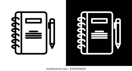 Conjunto de iconos de cuaderno académico. Diario de Estudio y Diario Escolar Símbolos de Vector