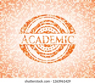 Academic orange mosaic emblem