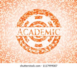 Academic orange mosaic emblem with background