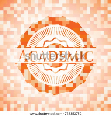 Academic orange mosaic emblem with background