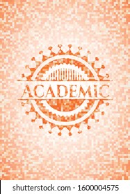 Academic orange mosaic emblem. Vector Illustration.