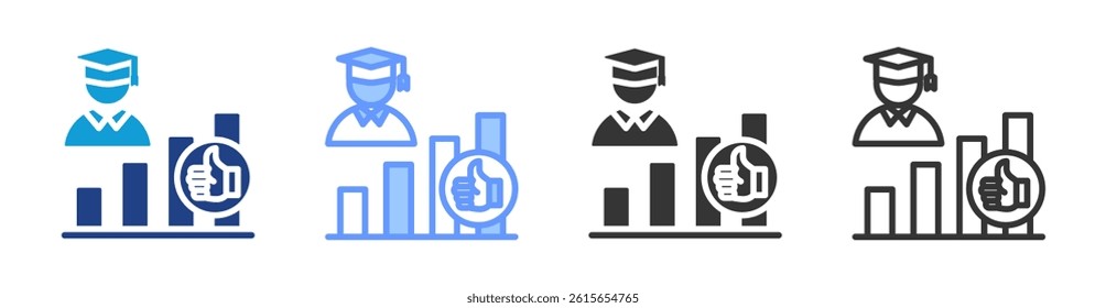 Academic Performance icon set multiple style collection