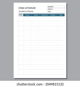 Academic Planner, Class Schedule Page