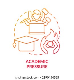 Academic Pressure Red Gradient Concept Icon. Teenage Issue Abstract Idea Thin Line Illustration. High School Stress. Teen Mental Health. Isolated Outline Drawing. Myriad Pro-Bold Font Used