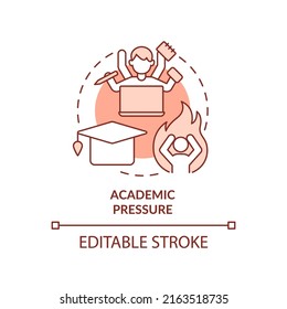 Academic Pressure Terracotta Concept Icon. Teenage Issue Abstract Idea Thin Line Illustration. Teen Mental Health. Isolated Outline Drawing. Editable Stroke. Arial, Myriad Pro-Bold Fonts Used