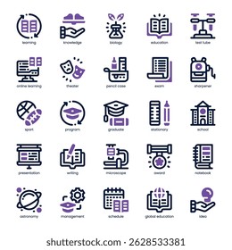 Academic Progress Icon pack for your website, mobile, presentation, and logo design. Academic Progress Icon dual tone design. Vector graphics illustration and editable stroke.