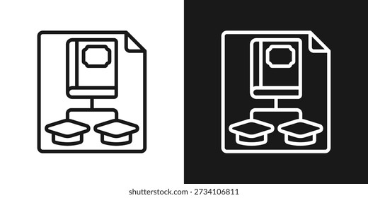 Icono de registro académico en estilo de línea en blanco y negro