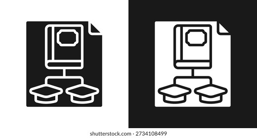 Icono de registro académico en estilo de glifo blanco y negro
