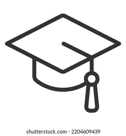 Academic rectangular cap - icon, illustration on white background, outline style