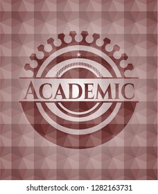 Academic red badge with geometric background. Seamless.