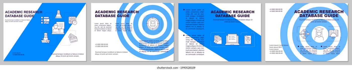 Academic research database guide brochure template. New technology. Flyer, booklet, leaflet print, cover design with linear icons. Vector layouts for magazines, annual reports, advertising posters