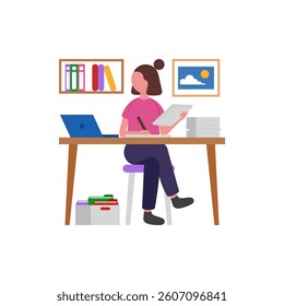 Academic Research Writing Process Flat Vector Illustration