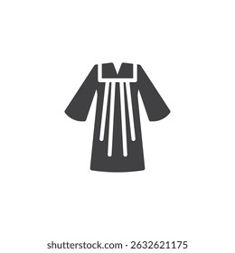 Ícone vetorial de roupão acadêmico. sinal plano preenchido para conceito móvel e web design. Ícone de glifo Vestido de Graduação. Símbolo, ilustração de logotipo. Gráficos vetoriais