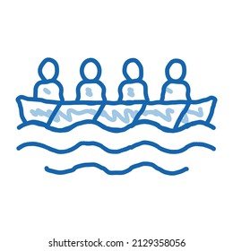 Academic Rowing Canoeing sketch icon vector. Hand drawn blue doodle line art sign. isolated symbol illustration