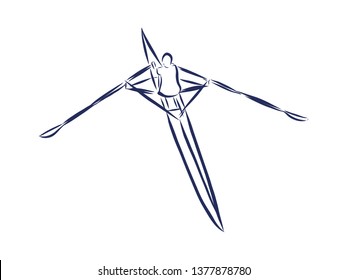 Academic rowing contour vector illustration