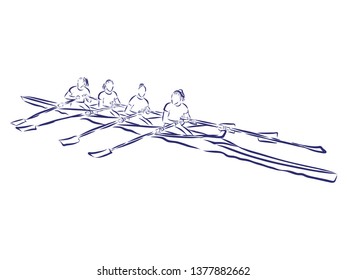 Academic rowing contour vector illustration