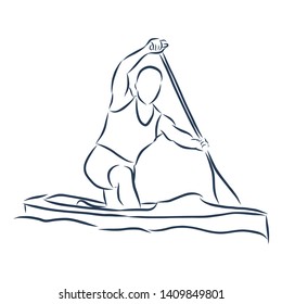 Academic rowing contour vector illustration 