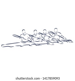 Academic rowing contour vector illustration 