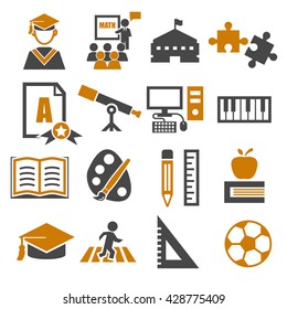 academic, scholastic, education icon set