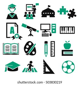 academic, scholastic, education icon set