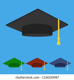 Academic School Graduation College Caps Vector Illustration