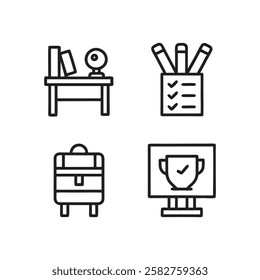 Academic and School Life Outline Icons for Educational Applications