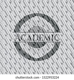 Academic silver color emblem or badge. Scales pattern. Vector Illustration. Detailed.