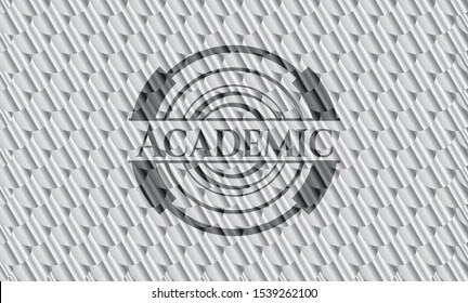 Academic silver color emblem or badge. Scales pattern. Vector Illustration. Detailed.