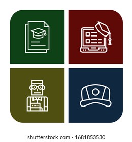 academic simple icons set. Contains such icons as Graduation, Mortarboard, Student, Cap, can be used for web, mobile and logo