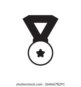  academic star medal icon. Ribbon medal with star, ideal for awards, achievement, or student recognition.