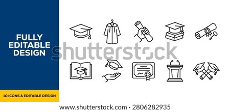 academic student graduate higher education school diploma and university career learning icons flat vector illustration icon bundle set high resolution