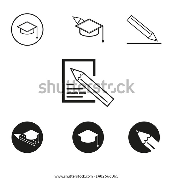 鉛筆とモルタルのボードを持つ学者用アイコンと学生用アイコン 大学と教育 のベクター画像素材 ロイヤリティフリー