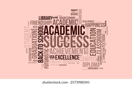 Academic Success word cloud template. Academic Success concept vector tagcloud background.