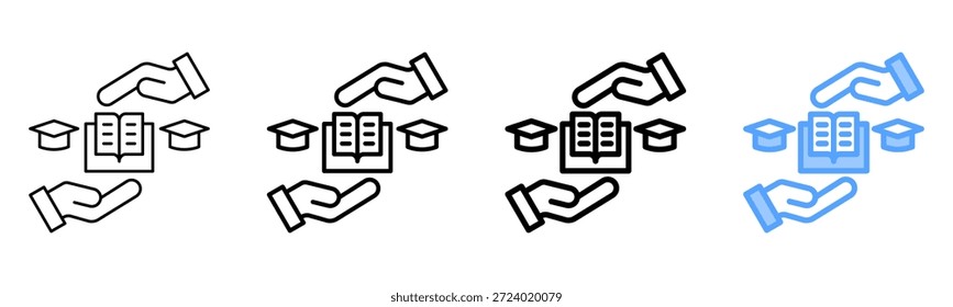 Akademische Unterstützung Symbol Unterschiedliche Stil Umriss Kollektion Set